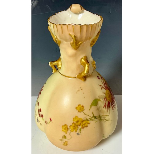 176 - ROYAL WORCESTER QUARTER LOBED BLUSH IVORY CORAL JUG SHAPE NO. 1507