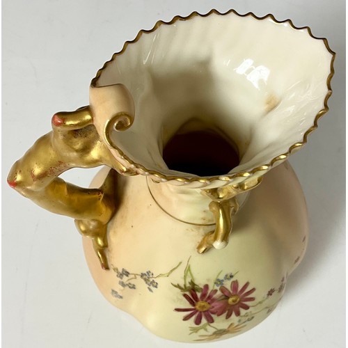 176 - ROYAL WORCESTER QUARTER LOBED BLUSH IVORY CORAL JUG SHAPE NO. 1507