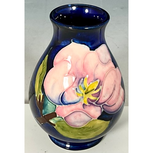 177 - SMALL BALUSTER BLUE GROUND MOORCROFT VASE