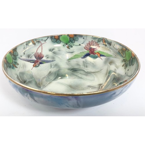 183 - SHALLOW CARLTON  DRAGON LUSTRE WARE BOWL 32cm DIAMETER TOGETHER WITH A  BURLEIGH  WARE LUSTRE BOWL 2... 