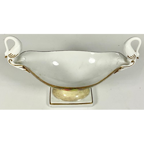 192 - ALBOTH & KAISER BAVARIAN CENTREPIECE FOOTED SERVING BOWL WITH SWAN FORMED HANDLES AND HAND PAINTED F... 