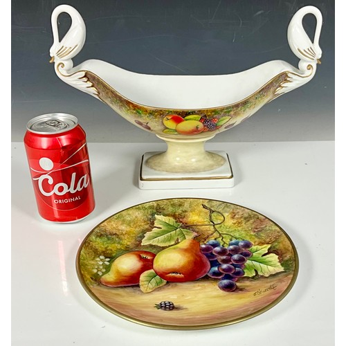 192 - ALBOTH & KAISER BAVARIAN CENTREPIECE FOOTED SERVING BOWL WITH SWAN FORMED HANDLES AND HAND PAINTED F... 