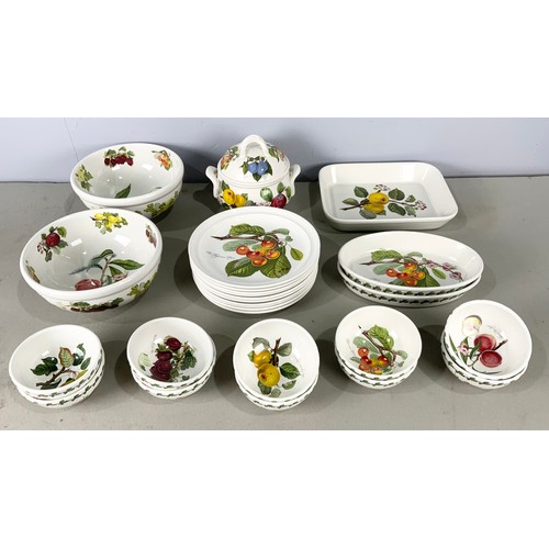 221 - PORTMEIRON POMONA PATTERN SERVING BOWLS, CASEROLE POT, SERVING PLATERS , DINNER PLATES