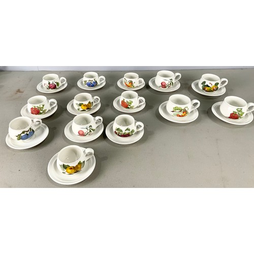 220 - PORTMERION POMONA PATERN TABLEWARE INC TEAPOTS, SIDE PLATES , SUGAR BOWL CREAM JUGS  ETC