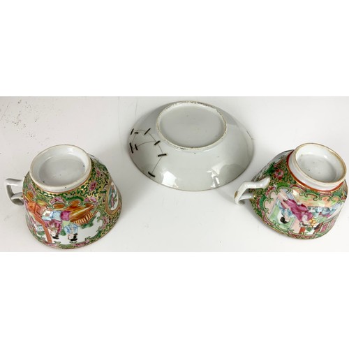 237 - ORIENTAL SAUCER A/F AND TWO CUPS