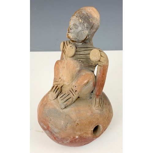 252 - POSSIBLY PERUVIAN TERRACOTTA POT 16cm  TALL