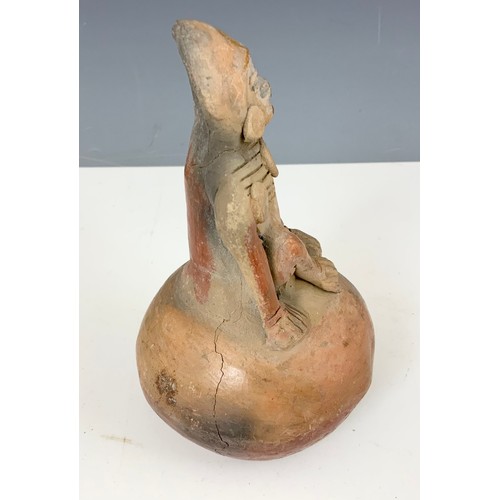 252 - POSSIBLY PERUVIAN TERRACOTTA POT 16cm  TALL