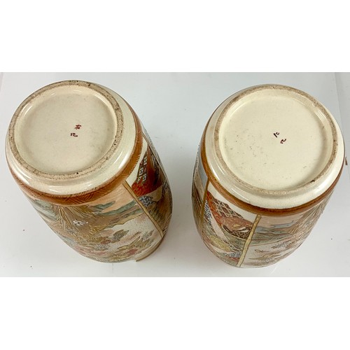 250 - TWO LARGE LATE 19TH CENTURY JAPANESE SATSUMA CERAMIC VASES . ONE A/F BUT WITH FRAGMENTS