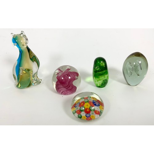 266 - STUDIO ART GLASS  INCLUDING PAPERWEIGHTS AND A MDINA VASE