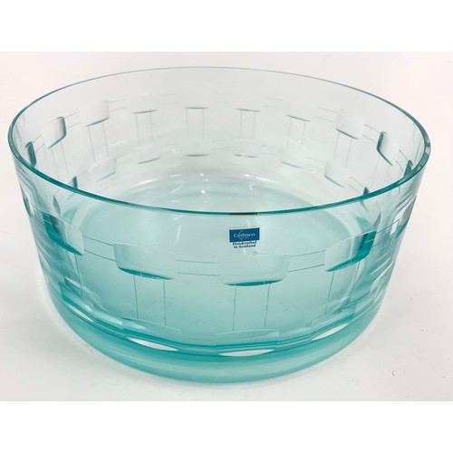 285 - CAITHNESS ART DECO STYLE BOWL  22cm DIAMETER AND ONE OTHER GOOD QUALITY CUT GLASS DITTO