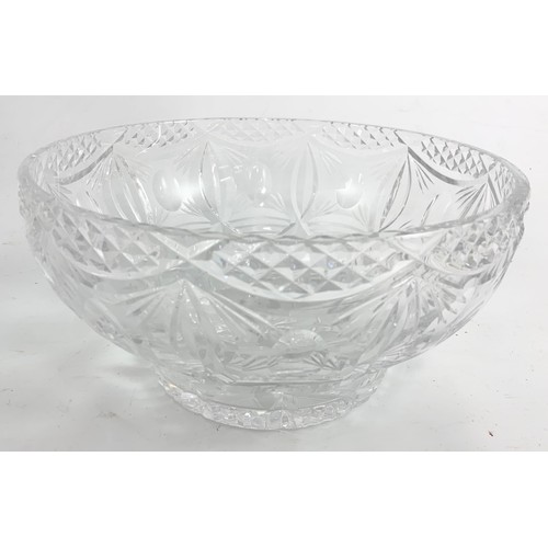 285 - CAITHNESS ART DECO STYLE BOWL  22cm DIAMETER AND ONE OTHER GOOD QUALITY CUT GLASS DITTO