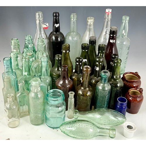 293 - LARGE BOX OF ANTIQUE BOTTLES & POTTERY