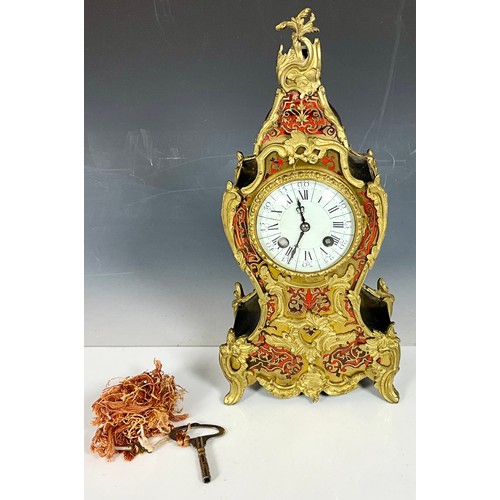 297 - 19TH CENTURY FRENCH MANTEL CLOCK GILT AND BOULLE DECORATED IN ROCOCO STYLE STAMPED AD MOUGIN, DEUX M... 