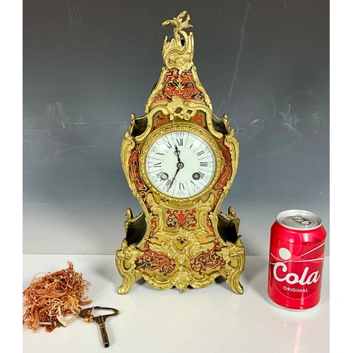 297 - 19TH CENTURY FRENCH MANTEL CLOCK GILT AND BOULLE DECORATED IN ROCOCO STYLE STAMPED AD MOUGIN, DEUX M... 