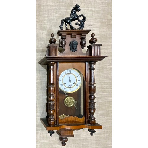 303 - VIENNESE WALL CLOCK WITH HORSE FINIAL A/F