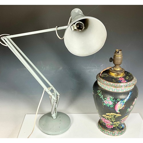 311 - HERBERT TERRY ANGLE-POISE LAMP AND ONE ADDITIONAL ORIENTAL VASE STYLE LAMP BASE