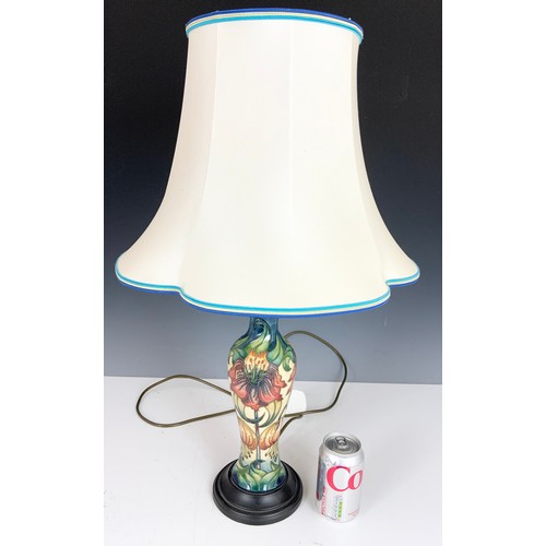 307 - MOORCROFT TABLE LAMP DECORATED IN THE NICOLA SLANEY ANNA LILY  PATTERN