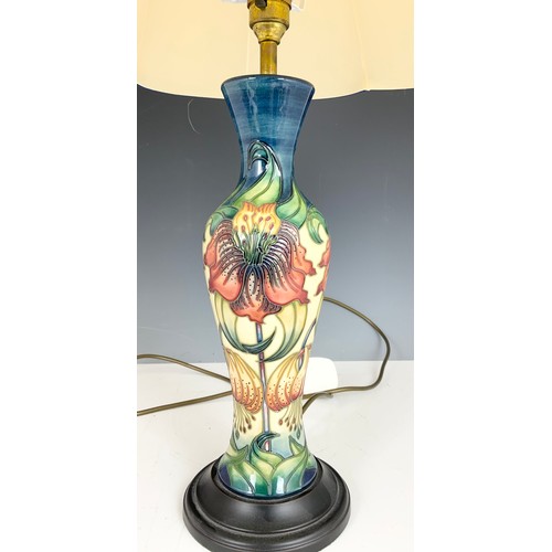 307 - MOORCROFT TABLE LAMP DECORATED IN THE NICOLA SLANEY ANNA LILY  PATTERN