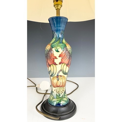 307 - MOORCROFT TABLE LAMP DECORATED IN THE NICOLA SLANEY ANNA LILY  PATTERN