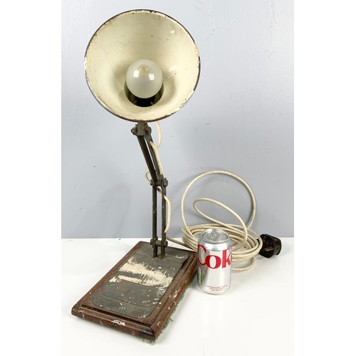 317 - ADJUSTABLE ANGLEPOISE TYPE LAMP ON WOODEN BASE