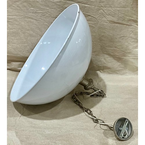 320 - LARGE WHITE ENAMEL PENDANT LIGHT FITTING. Approx. 72cm Dia.