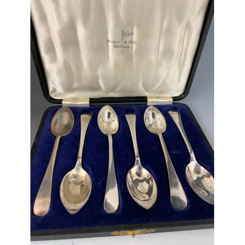 327 - CASED CUTLERY INC MOP & SILVER PLATED KNIVES & FORKS, FORKS WITH HALLMARKED HANDLES , MAPPIN& WEBB S... 