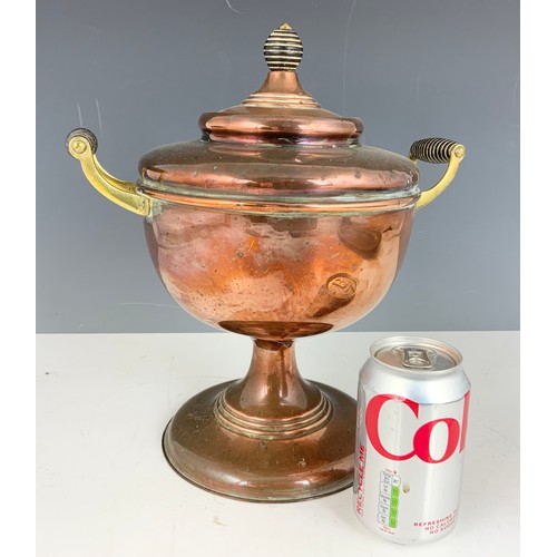 344 - COPPER  & BRASS SAMOVAR 32cm TALL