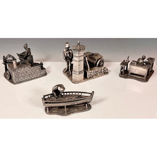 378 - A COLLECTION OF FOUR EVERGREEN COLLECTION PEWTER FIGURES OF TRADESMEN