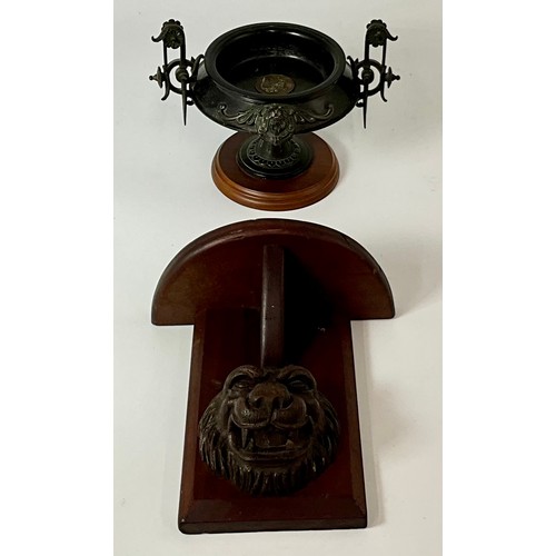 399 - MID 19TH CENTURY FRENCH STYLE TAZZA T/W A CARVED LIONS HEAD SCONSE