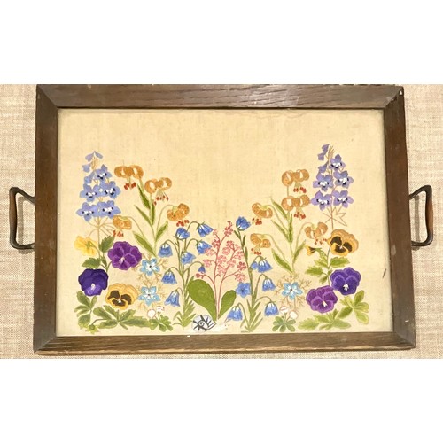 415 - TWO VINTAGE FRAMED TRAY EMBROIDERIES