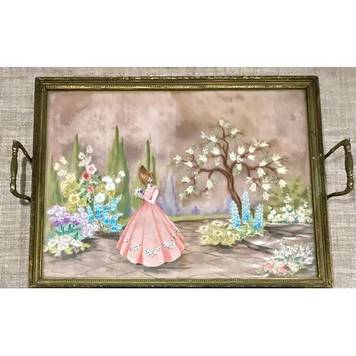 415 - TWO VINTAGE FRAMED TRAY EMBROIDERIES