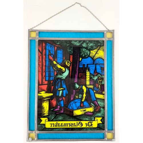 418 - STAINED GLASS PANEL 47cm x 37cm