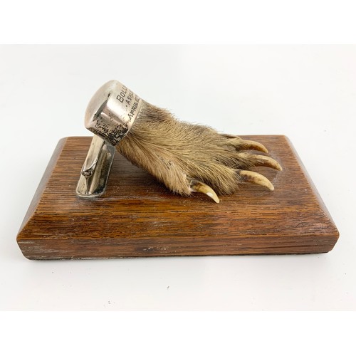 421 - OTTER’S FOOT TROPHY WITH SILVER MOUNTS