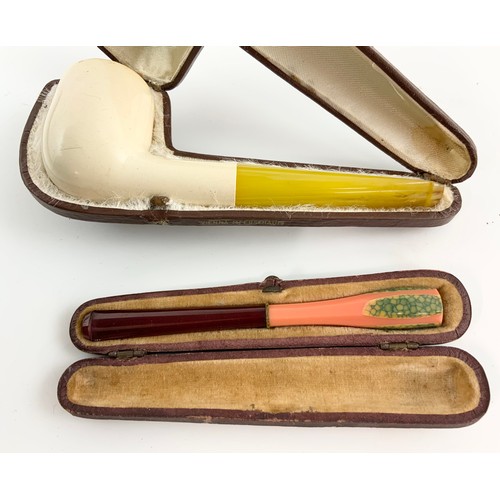 422 - CASED MEERSCHAUM PIPE, OTHER ESTATE PIPES, CIGARETTE CASES , CHUROOT, LIGHTERS & OTHER SMOKING RELAT... 