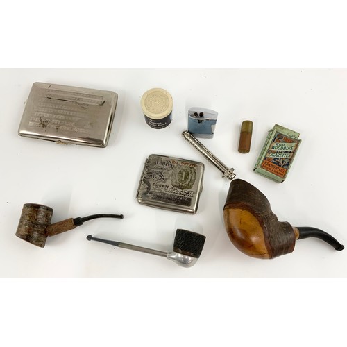 422 - CASED MEERSCHAUM PIPE, OTHER ESTATE PIPES, CIGARETTE CASES , CHUROOT, LIGHTERS & OTHER SMOKING RELAT... 