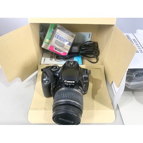 439 - BOXED CANON EOS 400 DIGITAL CAMERA BOXED WITH CANON EF 75-300, EF 28-105 BOXED LENSES , TAMRON LENSE... 