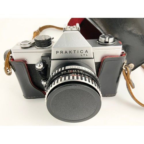 442 - 35MM SLR CAMERAS, PRAKTICA LTL AND PENTAX P30 WITH ASSOCIATED LENSES