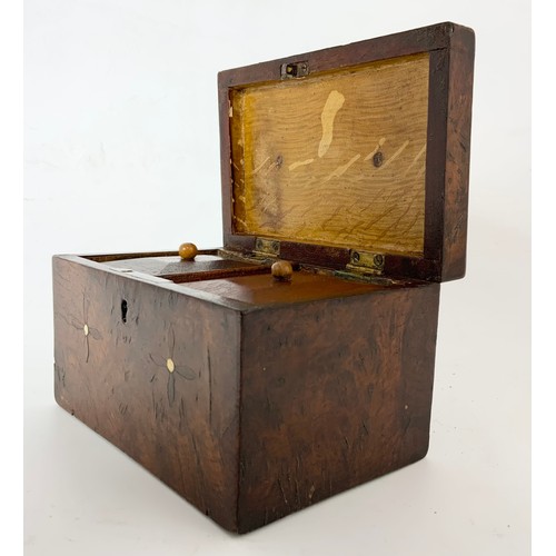 390 - WALNUT  2 SECTION TEA CADDY WIDTH 16cm