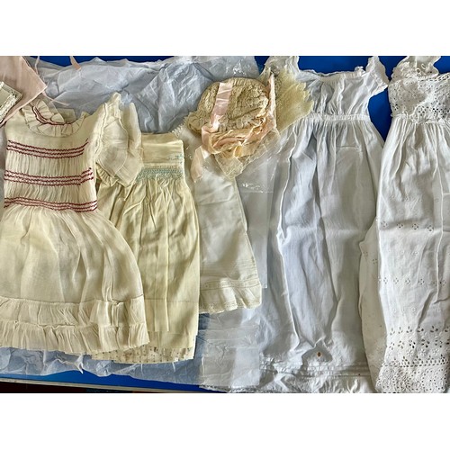 503 - MISC. LINEN AND LACE INC. CHRISTENING DRESS, BABY CLOTHES POSSIBLY A BRUSSELS LACE BONNET ETC.