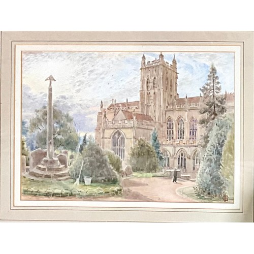 33 - HARRY GOODWIN WATERCOLOUR MALVERN PRIORY C. 1920’S