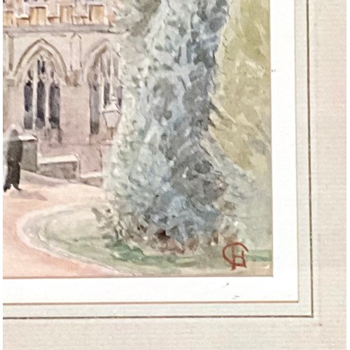 33 - HARRY GOODWIN WATERCOLOUR MALVERN PRIORY C. 1920’S