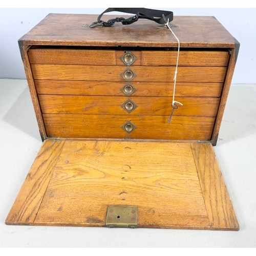 529 - VINTAGE  MULTI DRAWER TOOL CHEST WITH LOCK & KEY WITH VARIOUS PRECISION & OTHER TOOL CONTENTS