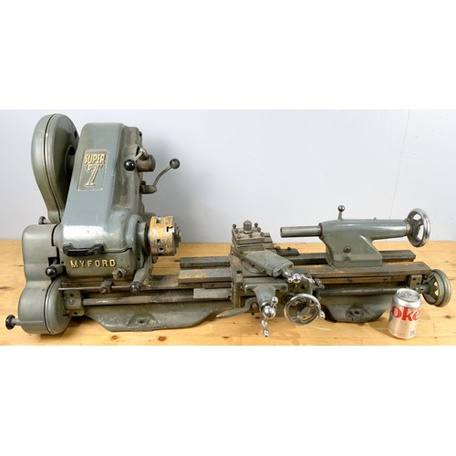 515 - MYFORD SUPER 7 LATHE PLEASE SEE ADDITIONAL IMAGES OF THE HOME MADE CABINET WHICH IS INCLUDED WITH TH... 