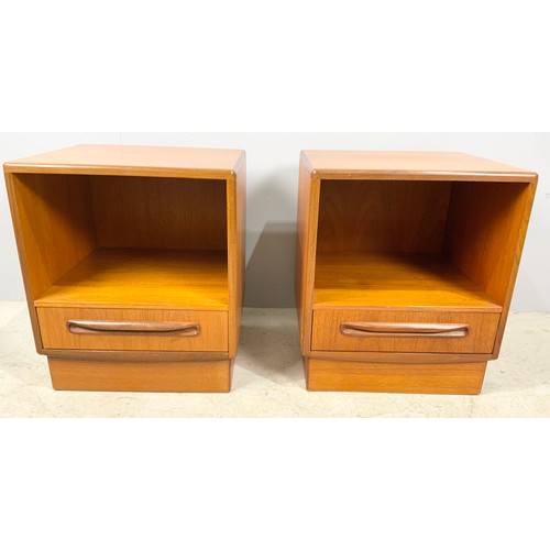 637 - PAIR OF G PLAN FRESCO MATCHING TEAK BEDSIDE CABINETS WIDTH 45cm, 54cm TALL