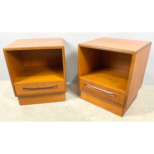 637 - PAIR OF G PLAN FRESCO MATCHING TEAK BEDSIDE CABINETS WIDTH 45cm, 54cm TALL