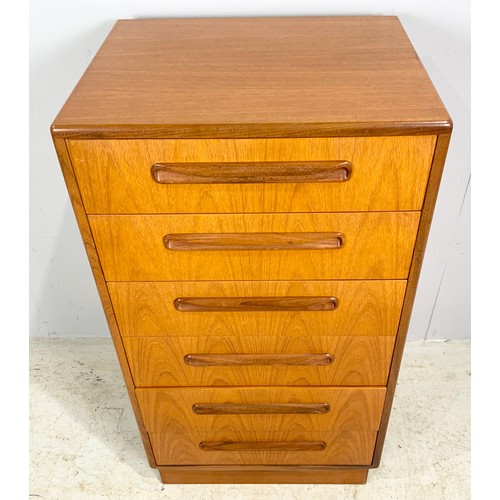 667 - G PLAN FRESCO TEAK CHEST OF SIX DRAWERS  WIDTH 56cm , 105cm TALL