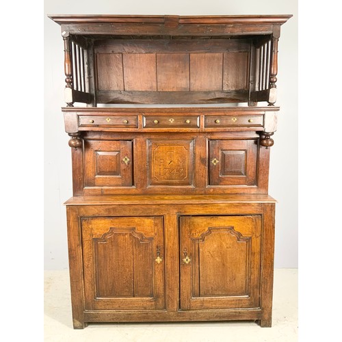 640 - WELSH INLAID OAK TRIDARN CUPBOARD WITH INITIALS TPM 1743