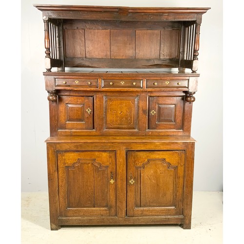 640 - WELSH INLAID OAK TRIDARN CUPBOARD WITH INITIALS TPM 1743