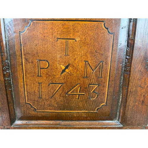 640 - WELSH INLAID OAK TRIDARN CUPBOARD WITH INITIALS TPM 1743