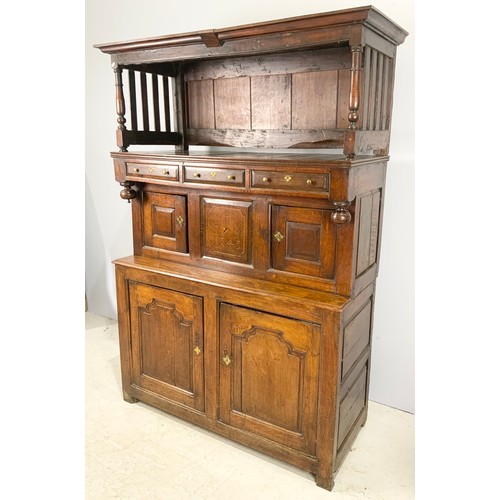 640 - WELSH INLAID OAK TRIDARN CUPBOARD WITH INITIALS TPM 1743